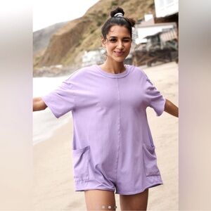Hot shot tee romper Lavender!!